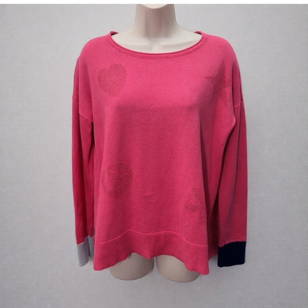 Lisa Todd Womens Good‎ Vibrations Pink Sweater XS Whimsical Relaxed Casual